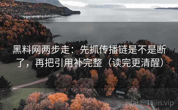 黑料网两步走：先抓传播链是不是断了，再把引用补完整（读完更清醒）
